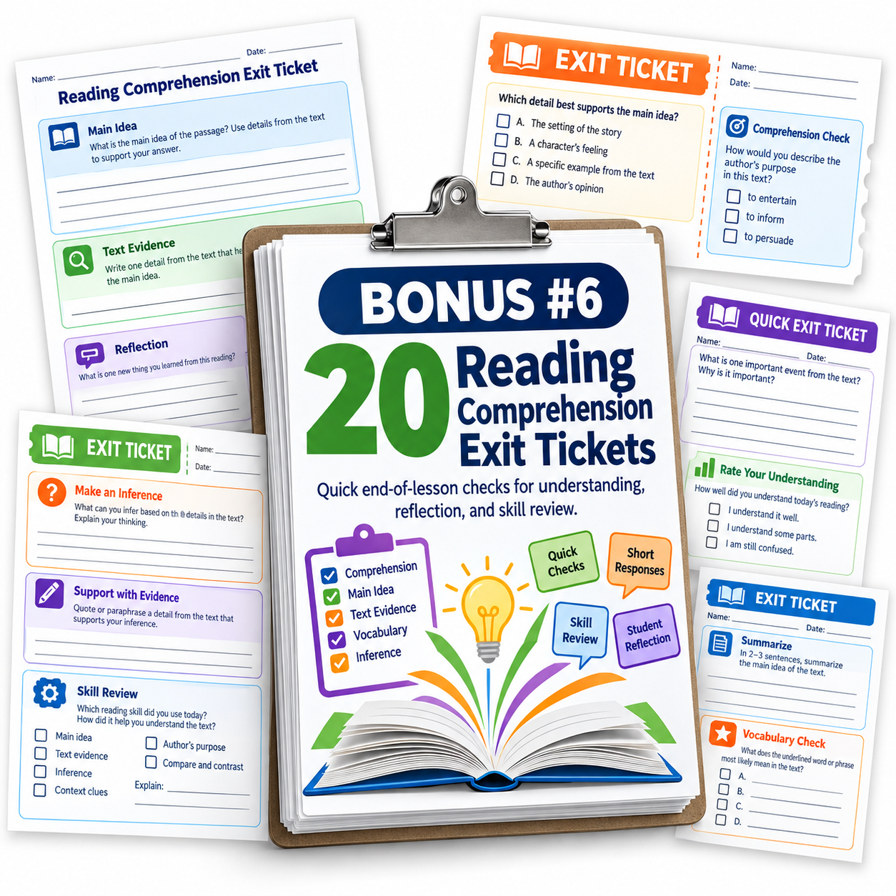 Bonus 6 — 20 Reading Comprehension Exit Tickets